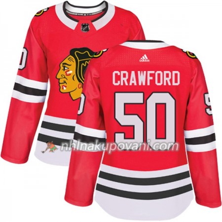Chicago Blackhawks Dresy Corey Crawford 50 Červená 2017-2018 Adidas Authentic - Dámské